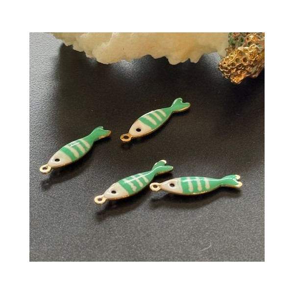 Pendentifs Poissons 18x5mm – Résine Émaillée & Acier Inoxydable 304 Doré PVD