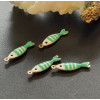 Pendentifs Poissons 18x5mm – Résine Émaillée & Acier Inoxydable 304 Doré PVD