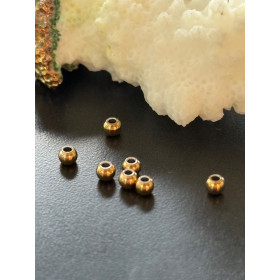 Perles intercalaires Rondes 3 mm – Trou 1,8 mm – Acier Inoxydable – Finition Doré