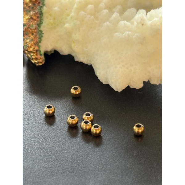 Perles Intercalaires Rondes 2,5mm Trou 1mm – Acier Inoxydable Doré