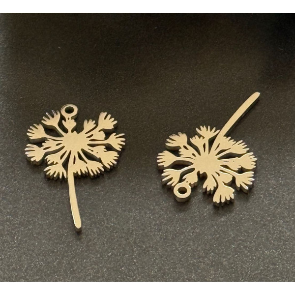 Pendentifs Fleur de Pissenlit 13x21mm – Acier Inoxydable 304 Argenté