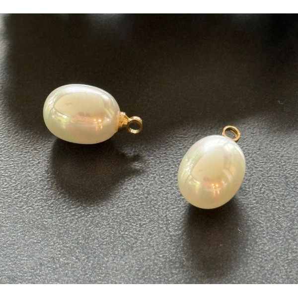 Pendentifs Perles Nacre Ovale 8x10mm – Coloris Blanc