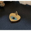 H11S116379BG – Lot de 1 Pendentif Coeur Amulette Oeil 10mm – Acier Inoxydable 316 Doré or 14K
