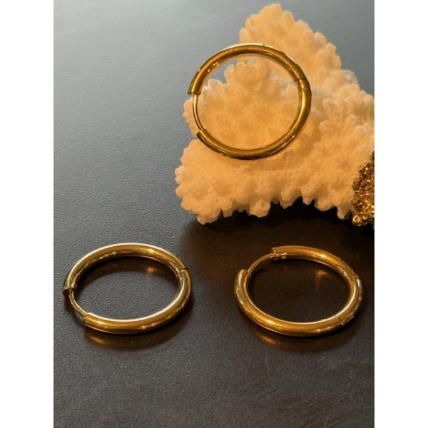 Créoles Rondes 23mm  par 2.5mm – Acier Inoxydable 304 Doré