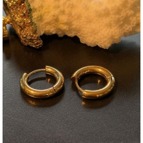 Créoles Rondes 14 mm – Épaisseur 3mm – Acier Inoxydable 316 Doré