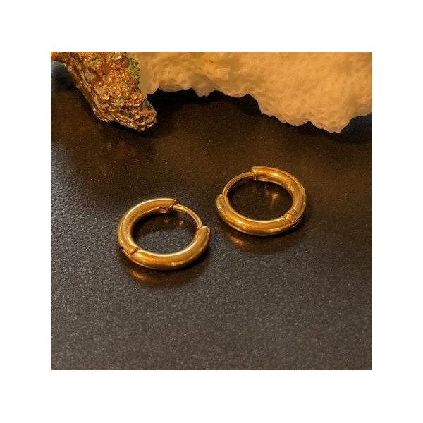 Créoles Rondes 14 mm – Épaisseur 3mm – Acier Inoxydable 316 Doré