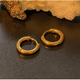 Créoles Rondes 12 mm – Épaisseur 2mm – Acier Inoxydable 316 Doré