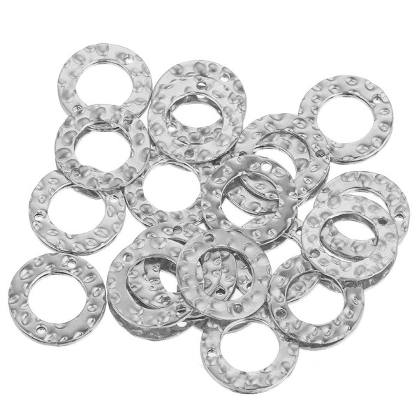 Connecteurs Cercle martelé 15mm – Acier Inoxydable Argenté PVD