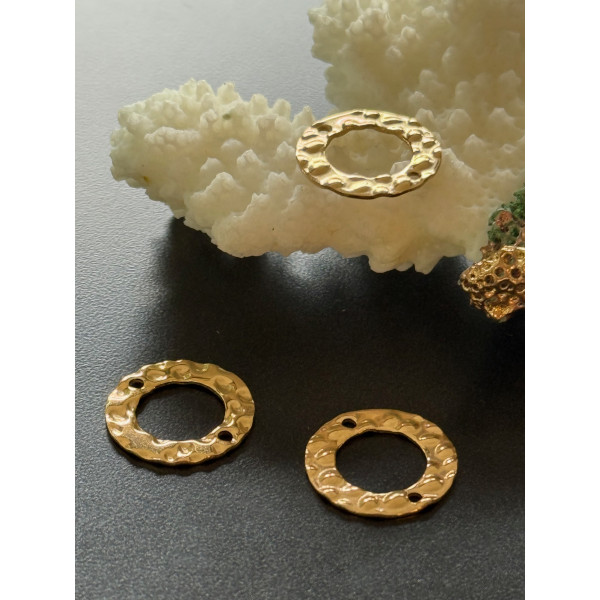 Connecteurs Cercle Martelé 15 mm – Acier Inoxydable 304 Doré, Placage Ionique