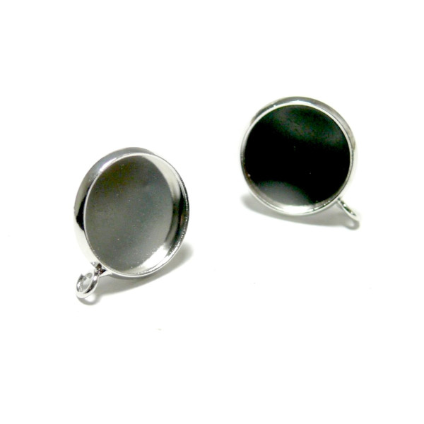 160613111922 – Lot de 10 Supports Boucle d'Oreille Puce avec Accroche 10mm – Argent Platine Laiton