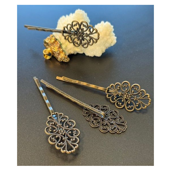 Supports de Barrette Bronze Vintage Dentelle H – 55mm