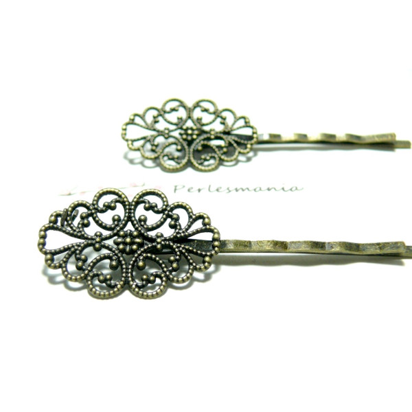Supports de Barrette Bronze Vintage Dentelle H – 55mm