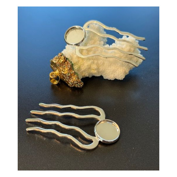 Supports de Peignes à Cheveux 25x51mm Style Rétro Cabochon 12mm