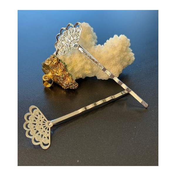 Supports de Barrettes Éventail – Laiton – Argent Platine
