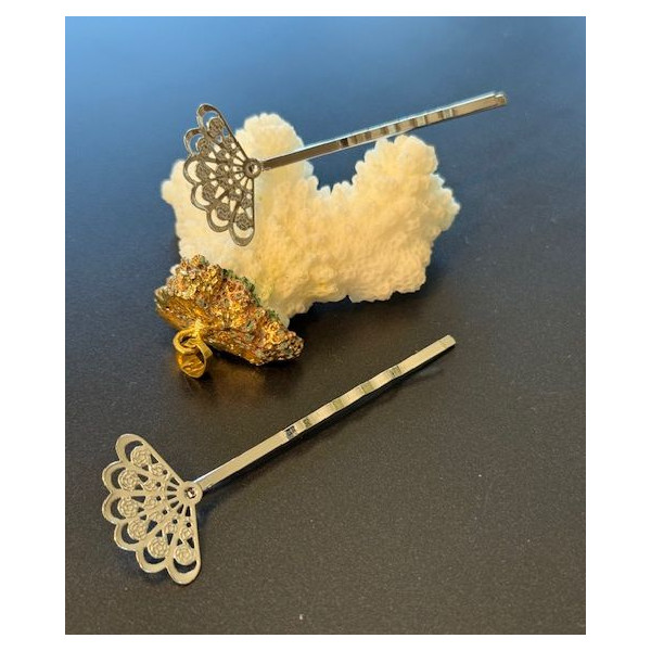 Supports de Barrettes Éventail – Laiton – Argent Platine