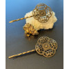 Barrettes rétro – Fleur 31mm – Laiton coloris Bronze