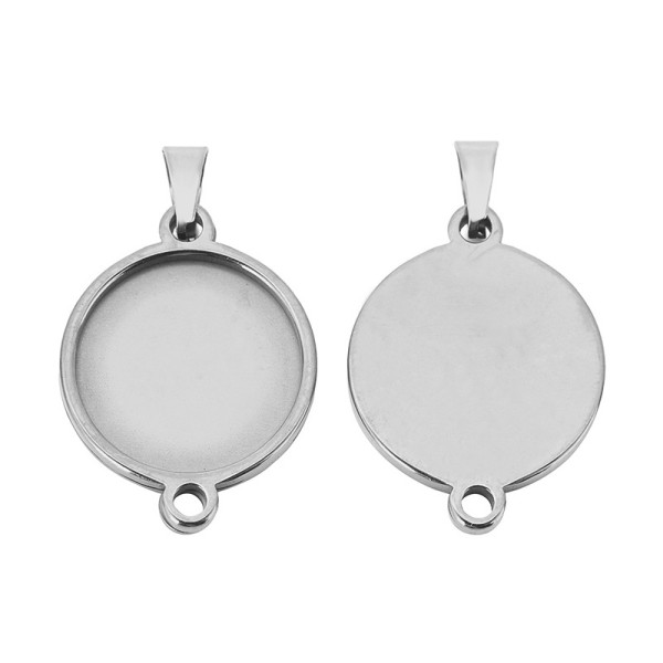 Supports de pendentif Rond 15mm avec attache triangle – Acier Inoxydable 304 Argenté