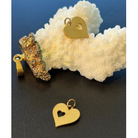Pendentifs Cœur avec Anneau 13 mm – Acier Inoxydable Doré – REF 2