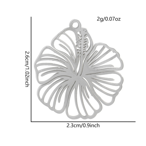Pendentifs Fleur Exotique 26 x 23 mm – Acier Inoxydable 304 Argenté