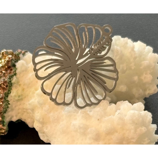 Pendentifs Fleur Exotique 26 x 23 mm – Acier Inoxydable 304 Argenté