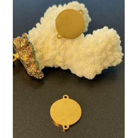 Connecteur Rond 15mm Plaque à Personnaliser avec Poinçons – Acier Inoxydable 304 Doré