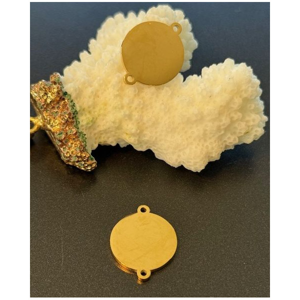 Connecteur Rond 15mm Plaque à Personnaliser avec Poinçons – Acier Inoxydable 304 Doré