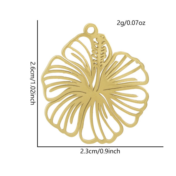 Pendentif Fleur Exotique 26 x 23 mm – Acier Inoxydable 304 Doré