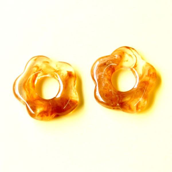 Pendentifs Fleur Résine Acrylique 25mm – Marbré Ambre