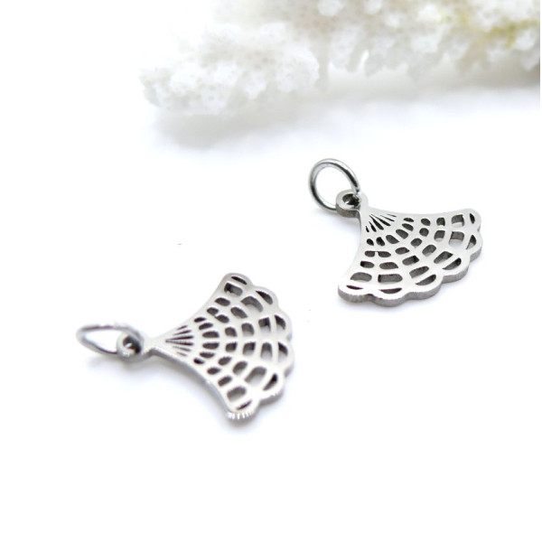 Pendentifs avec Anneau Éventail 15 mm – Acier Inoxydable 304 Argenté