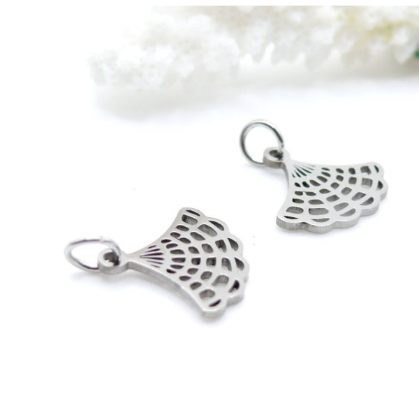 Pendentifs avec Anneau Éventail 15 mm – Acier Inoxydable 304 Argenté