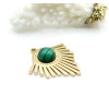 Pendentif Éventail Art Déco 27 mm avec Malachite Synthétique – Acier Inoxydable 304 Doré, Placage Ionique
