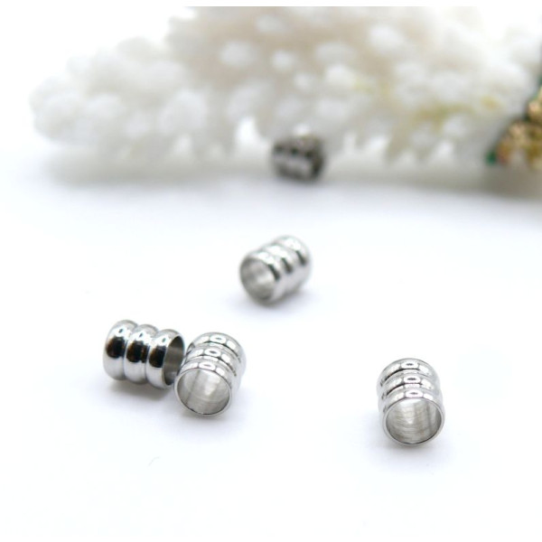 Perles Intercalaires Tube 4mm – Acier Inoxydable  finition Argenté