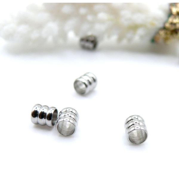 Perles Intercalaires Tube 4mm – Acier Inoxydable  finition Argenté