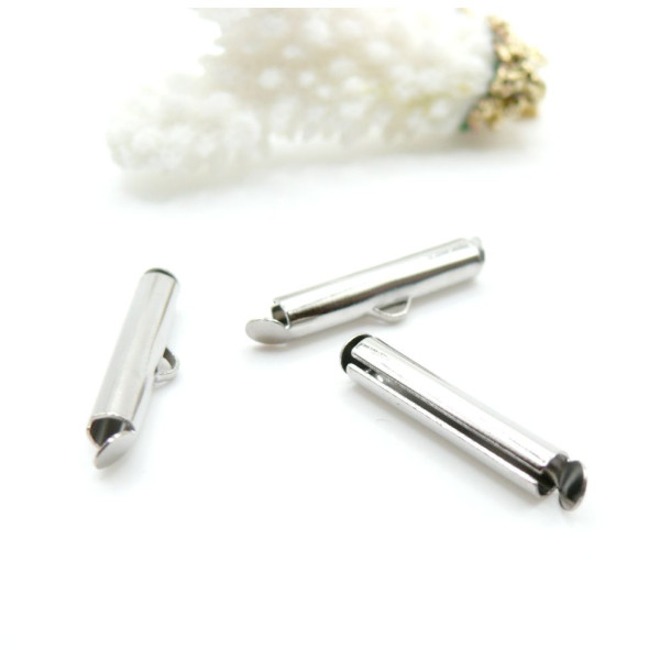 Embouts Pince Tubes 20mm Miyuki, Tissage, Chaîne à Billes – Argent Platine