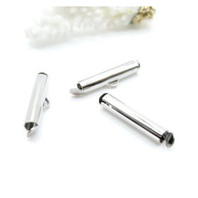 Embouts Pince Tubes 20mm Miyuki, Tissage, Chaîne à Billes Argent Platine