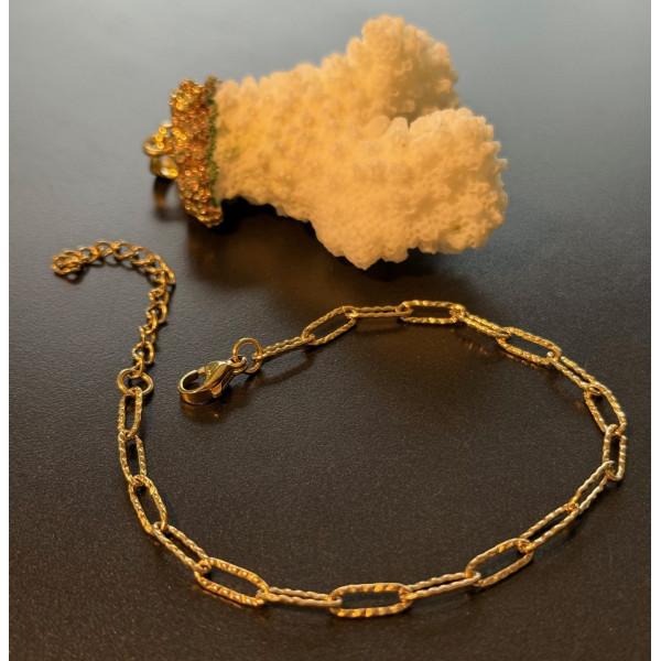 Bracelet Maille Ovale Texturée 10 mm – Acier Inoxydable 304 Doré PVD