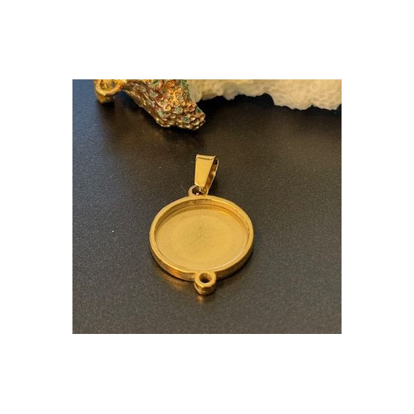 Support de pendentif Rond 20mm avec attache triangle – Acier Inoxydable 304 Doré, IONIQUE