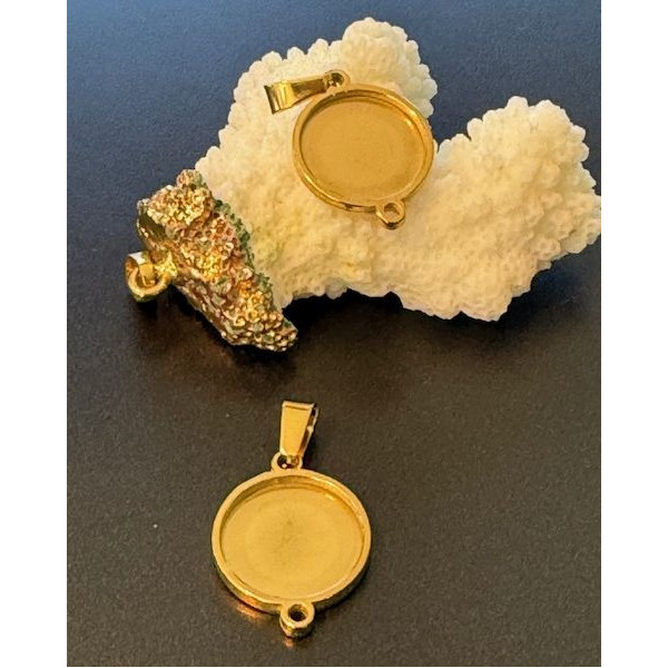 Support de pendentif Rond 20mm avec attache triangle – Acier Inoxydable 304 Doré, IONIQUE