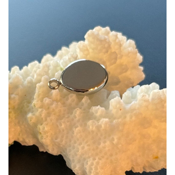 Pendentif 3D Galet 10 x 15 mm – Acier Inoxydable 304 Finition Argentée