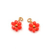 Pendentifs avec anneau Fleur avec Perles Rouge Orange – Acier Inoxydable Doré