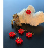Pendentifs avec anneau Fleur avec Perles Rouge Orange – Acier Inoxydable Doré
