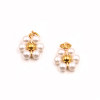 Pendentifs avec anneau Fleur avec Perles Blanche – Acier Inoxydable Doré