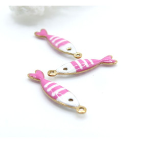 Pendentifs Poissons 18x5mm – Résine Émaillée & Acier Inoxydable 304 Finition Doré PVD