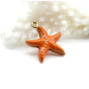 Pendentif Étoile de Mer style résine emaillé Orange 16mm – Acier Inoxydable 304 Doré à l’Or Fin 18K