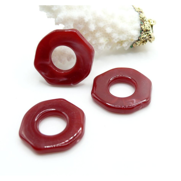 BU112404191416283277 REF 3 – Lot de 4 pendentifs octogone 23 mm marbrés – Résine & Acrylique