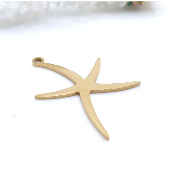 Pendentif Étoile de Mer 29 mm – Acier Inoxydable 304 Doré à l’Or Fin 18K