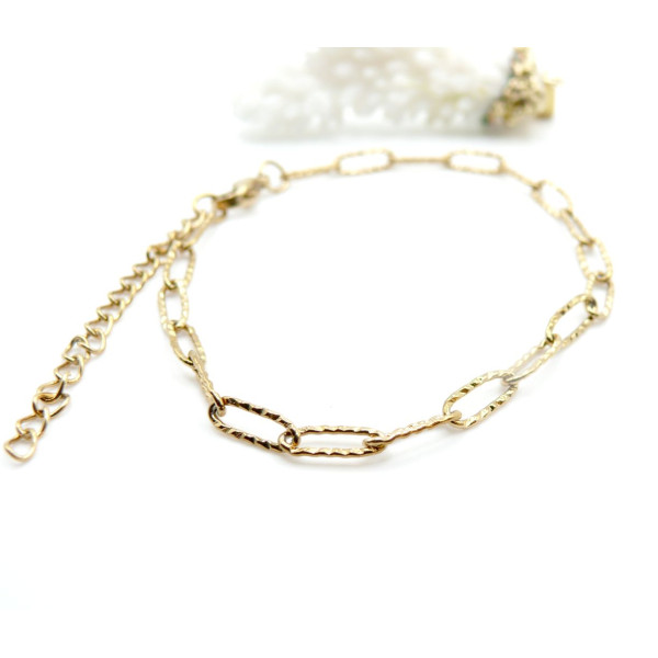 Bracelet Maille Ovale Texturée 10 mm – Acier Inoxydable 304 Doré PVD