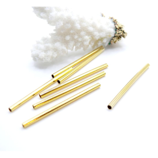 Perles Intercalaires Tubes Fins  35x1.8mm – laiton finition Doré