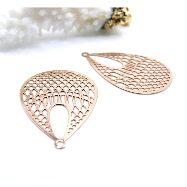 Estampes Pendentifs Filigrane Goutte 31 mm – Métal Doré