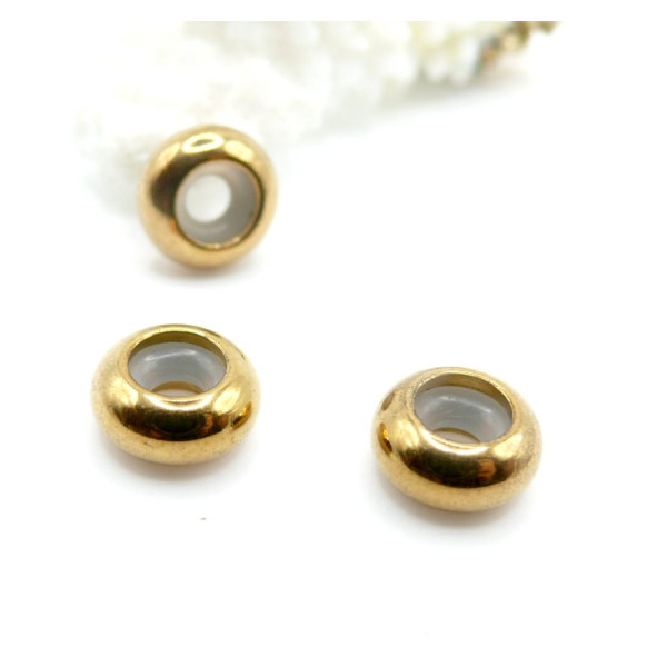 Perles Stoppeur 10x4.7mm – Acier Inoxydable 304 Doré PVD